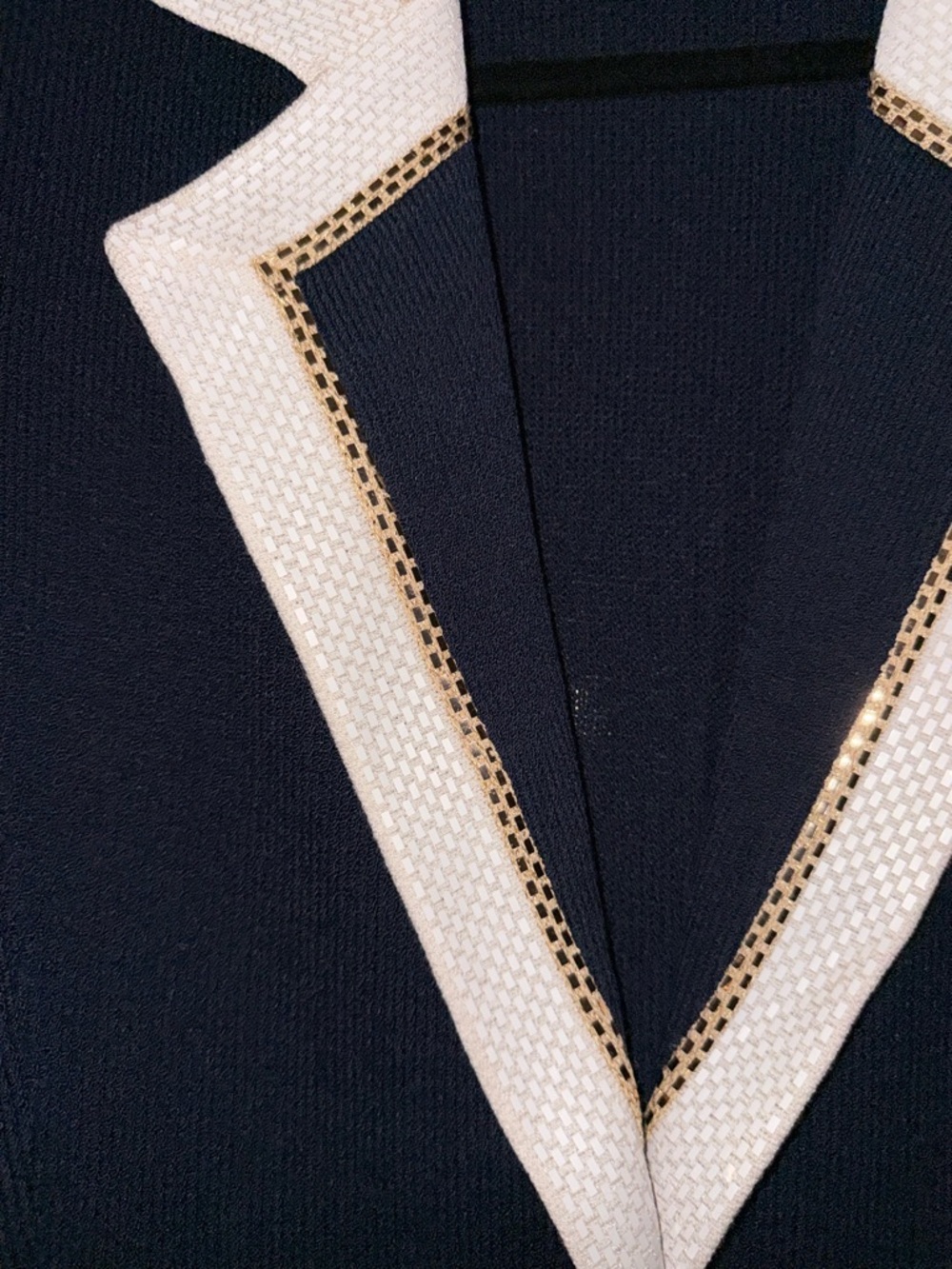 St John classic Navy Knit Cardigan with Gold Glitter beaded - Picture 6 of 11